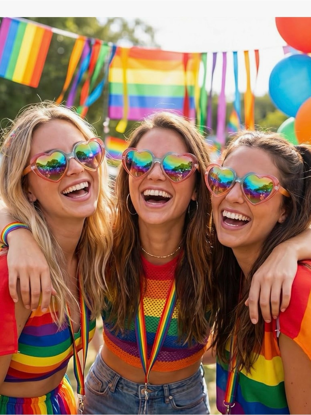 2pcs Heart Shaped Sunglasses for Women Rainbow Mirror Lens - Picture 4 of 8